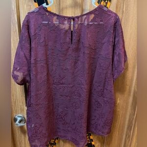 Torrid purple chiffon with lace detail shirt